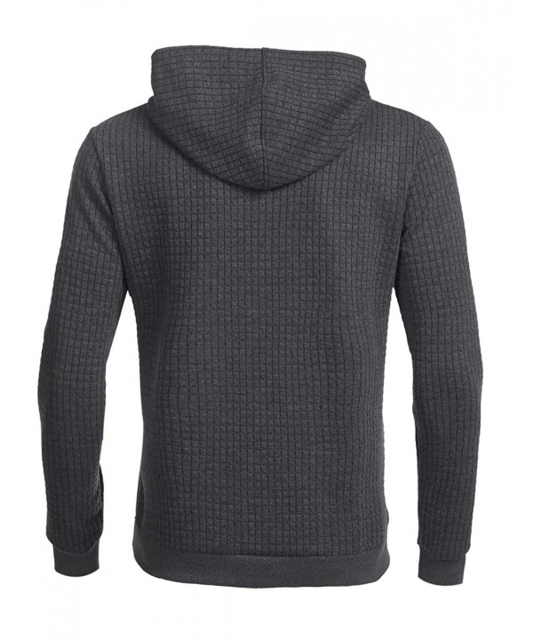 Men's Pullover Hoodie Square Pattern Quilted Long Sleeve Hooded ...