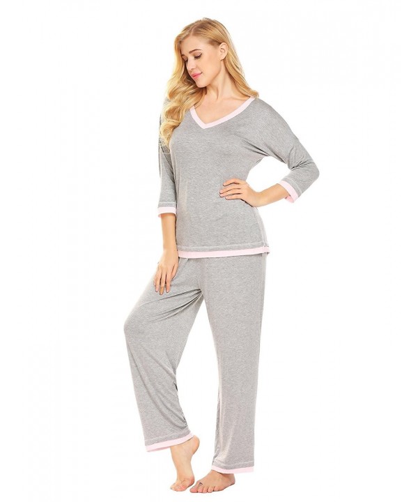 Women's Comfort Pajamas Sleepwear Top With Pants Pajama Set Long Sleeve