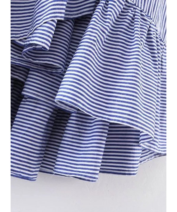 Women's Stripe Flounce High Low Hem Swing Maxi Wrap Skirt - Blue ...
