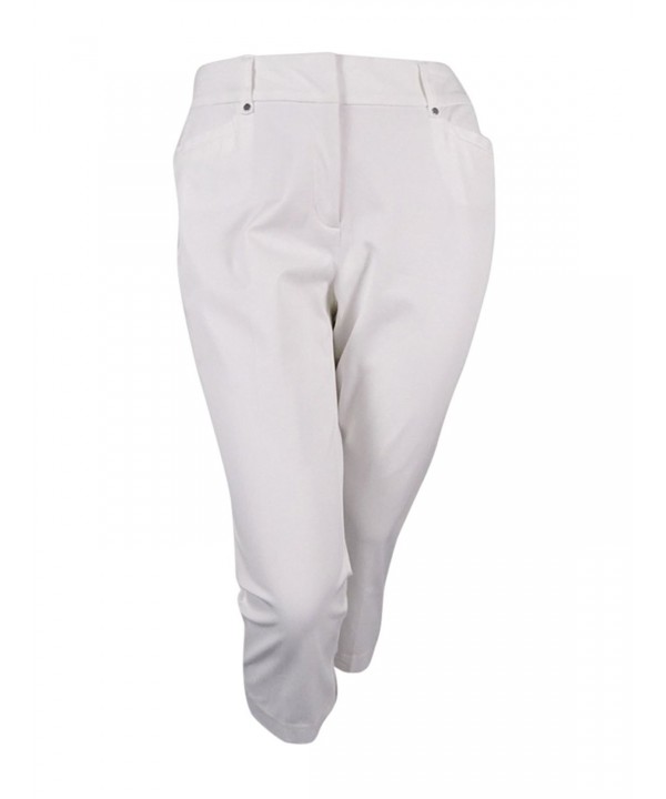 Womens Twill Tummy Control Capri Pants - Bright White - CI183CGMHA7
