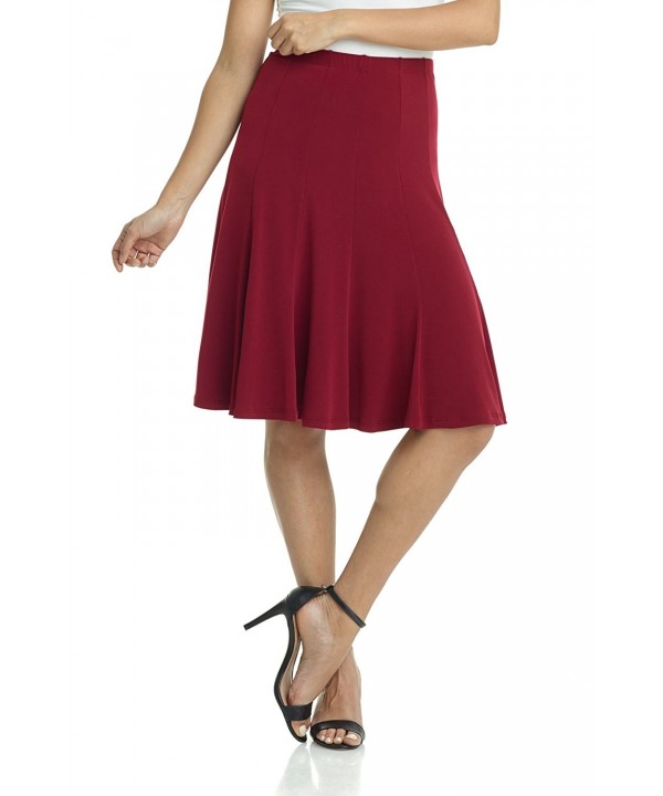 Women's Ease Into Comfort Flared Knee Length Knit Skirt - Burgundy ...