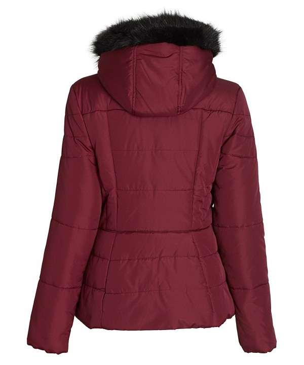 Junior Women's Rouched Detail Winter Coat Hooded Short Puffer Jacket ...