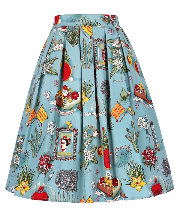 Vintage Style Pleated Skirts Floral