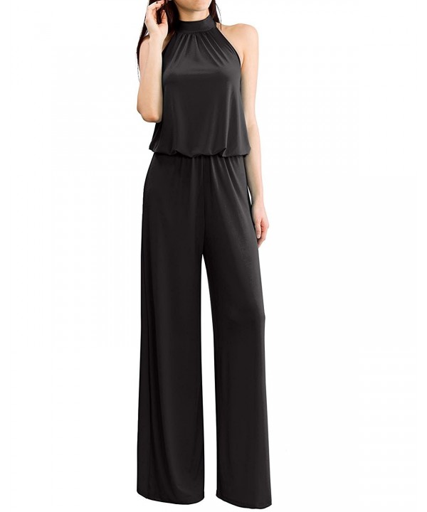 Womens Sleeveless Solid Jumpsuits Rompers