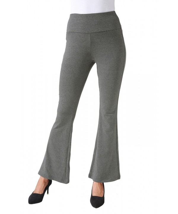 Women's Cotton High Waist Flared Wide Leg Long Yoga Sport Pants - Gray ...