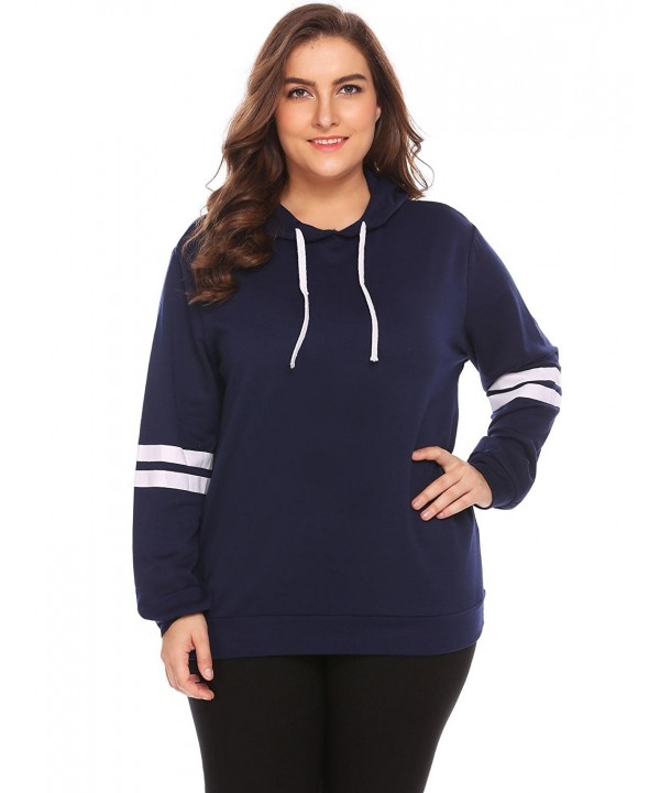 Involand Women's Plus Size Pullover Hoodie Striped Long Sleeve Casual ...