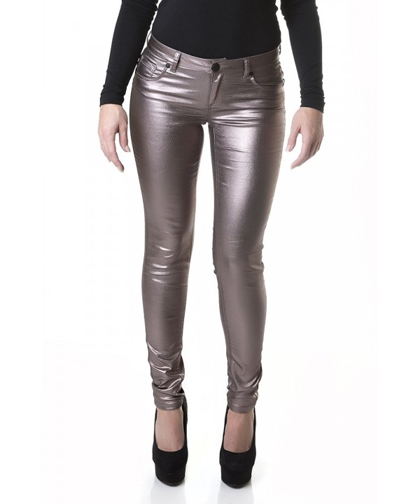 Suko Women's Pull On Stretchy Ponte Knit Faux Leather Leggings - Gold ...