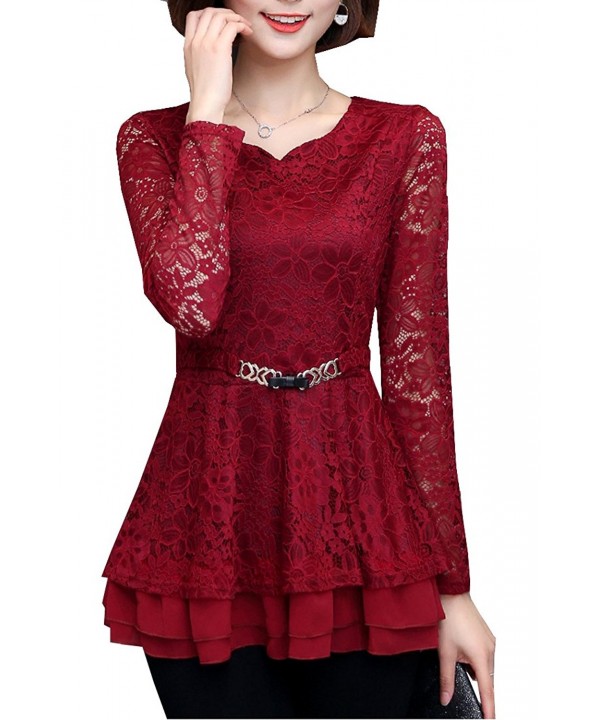 Tribear Womens Sleeve Floral Winered