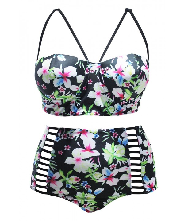 Women's Bikini Set Boho Tropical Floral High Waist Swimsuit Plus Size ...