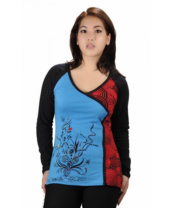 Tattopani Womens Sleeved Embroidery BLU 1039 M