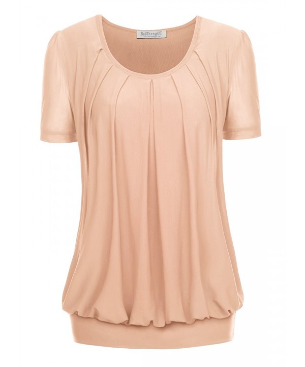 BAISHENGGT Womens Sleeve Pleated Apricot