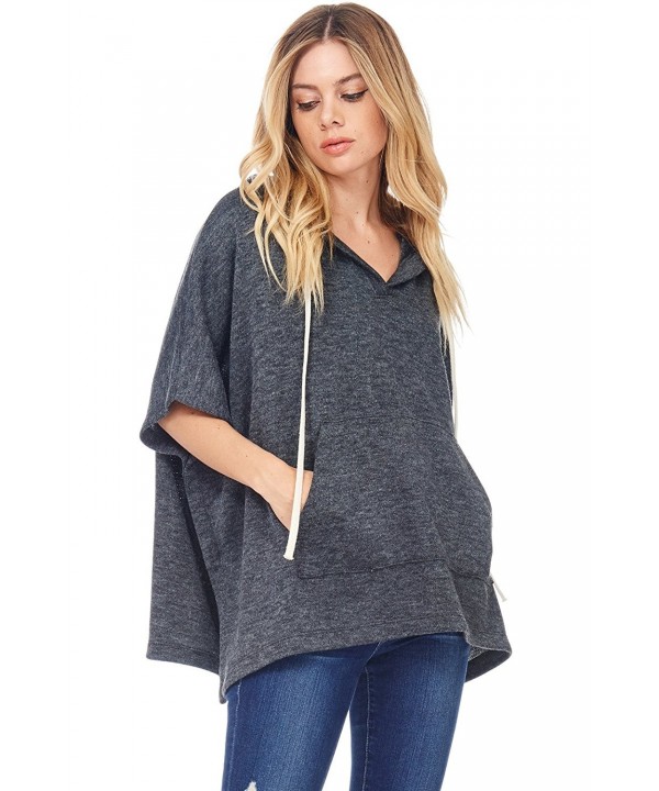 A+D Womens Casual Oversized Poncho Hoodie Sweater Pullover - Charcoal ...