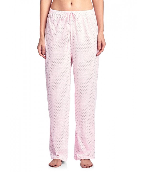 Women's Long Sleeve Floral Lace Trim Pajama Set - Dot/Pink - CB12IGII56Z