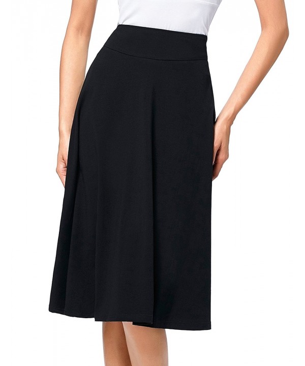 Flared Stretchy Midi Skirt High Waist Jersey Skirt For Women by Kate ...