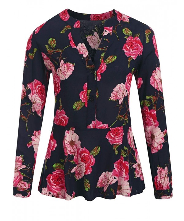 Zeagoo Floral Blouses Henley Casual