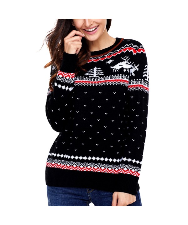 Domy Reindeer Snowflakes Pullover Sweater