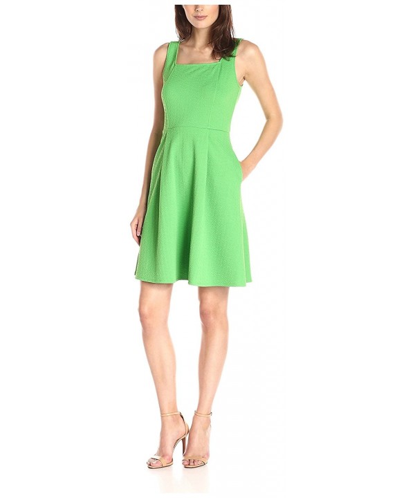 Women's Geo Diamond Texture Fit and Flare - Green - C812E4A8QGR