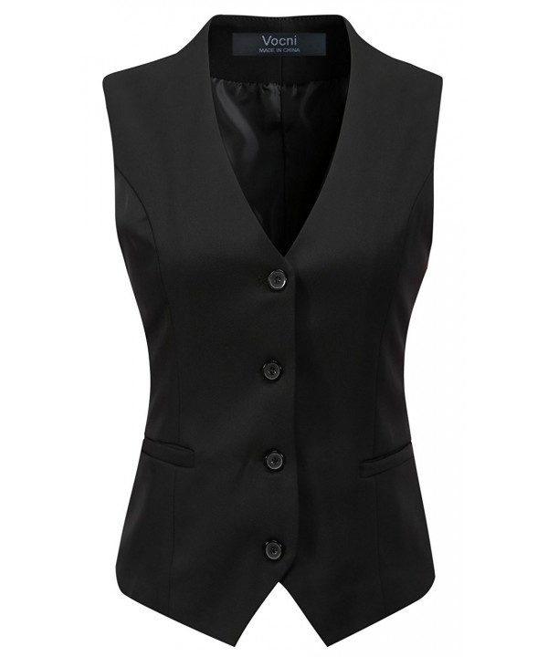 Vocni Women/'s Fully Lined 4 Button V-Neck Economy Dressy Suit Vest Waistcoat