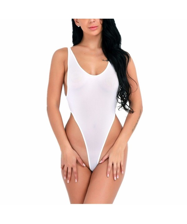 Bodysuitsee through lingerie Women S Sheer High Cut Backless See Through Leotard Thong Bodysuit Lingerie White Cp182k2xok2