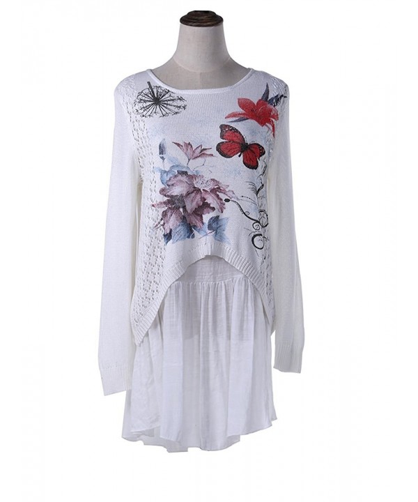ECSEO Flowers Butterfly Knitting Pullover
