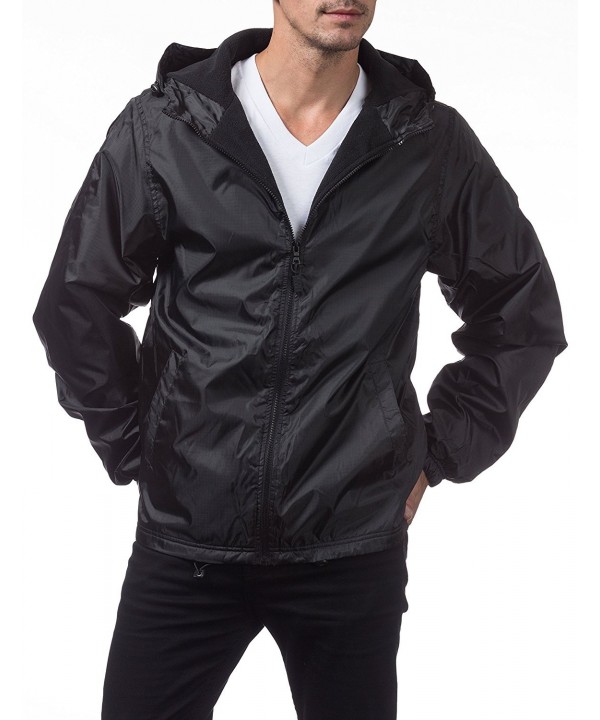 Men's Fleece Lined Windbreaker Jacket - Black - CN17YC07NCX
