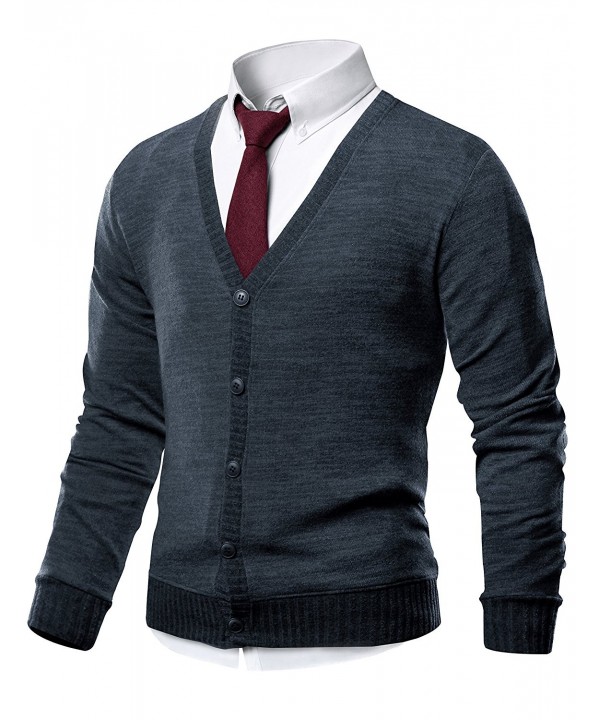 HARRISON83 V Neck Cardigan Sweater NS1088 CHARCOAL 2XL