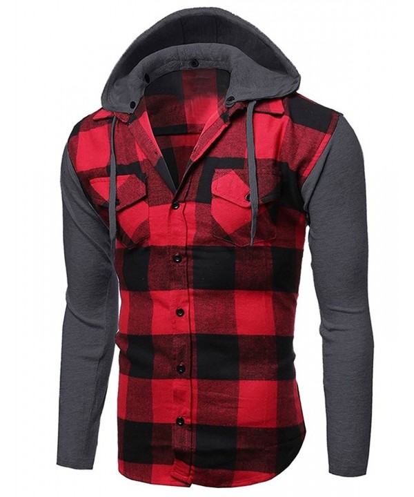Classic Sleeve Flannel Button 01HOOD_Red