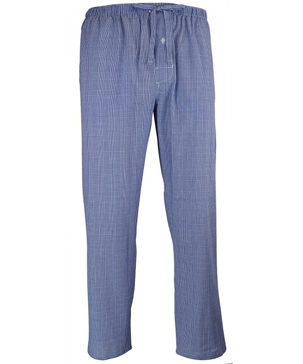RK Classical Sleepwear Men's Woven Pajama Pants- - Royal Blue- Plaid ...