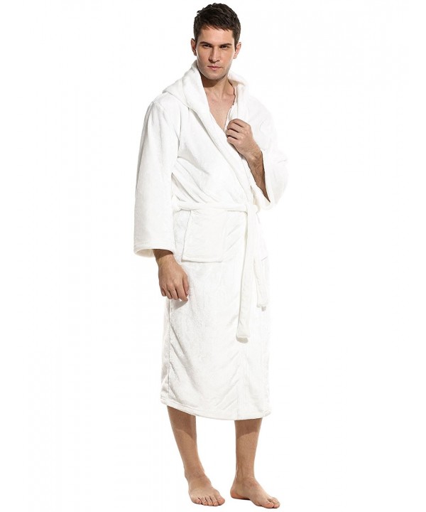 Men's Hooded Plush Bath Robe With Pockets-Long Hooded Bathrobe 4 Color ...