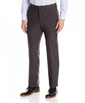 Men's Textured Windowpane Straight Fit Plain Front Pant - Charcoal ...