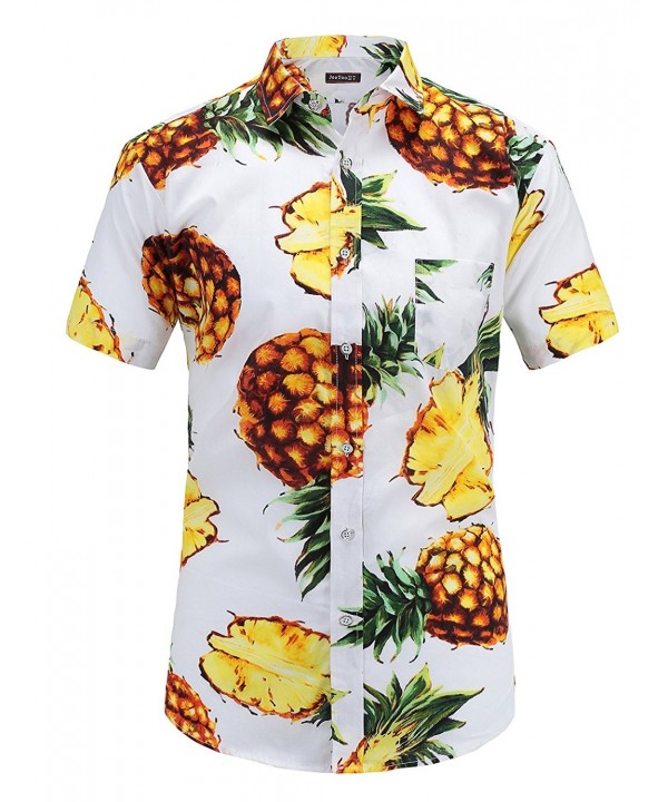 JEETOO Casual Pineapple Sleeve Hawaiian
