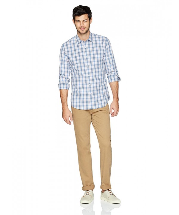 Men's Standard-Fit Long-Sleeve Multi Stripe Plaid Shirt - Pink/Blue ...