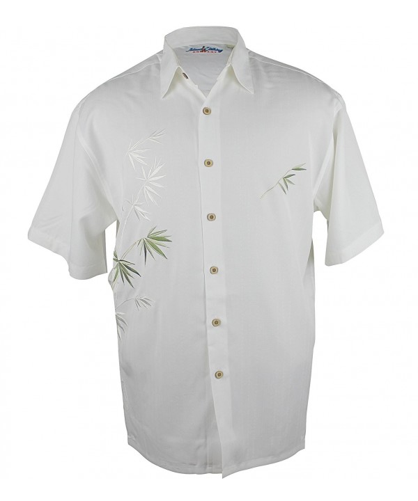 Company Men's Embroidered Bamboo design Aloha Shirt (Ivory- L ...