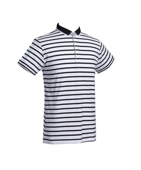 Mens Polo Collared Casual Tops Fit Striped Short Sleeve Polo Shirt(XS ...