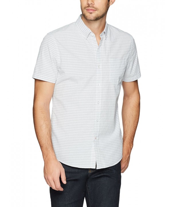 Men's Standard-Fit Short-Sleeve Horizontal Stripe Shirt - Grey/White ...