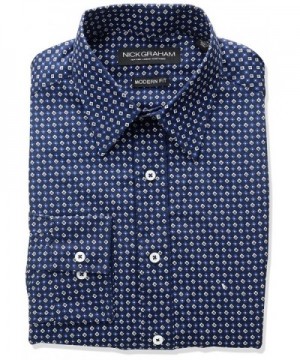 Men's Diamond Geo Dot Print Dress Shirt - Navy (Diamond) - CV12OD1MS8P