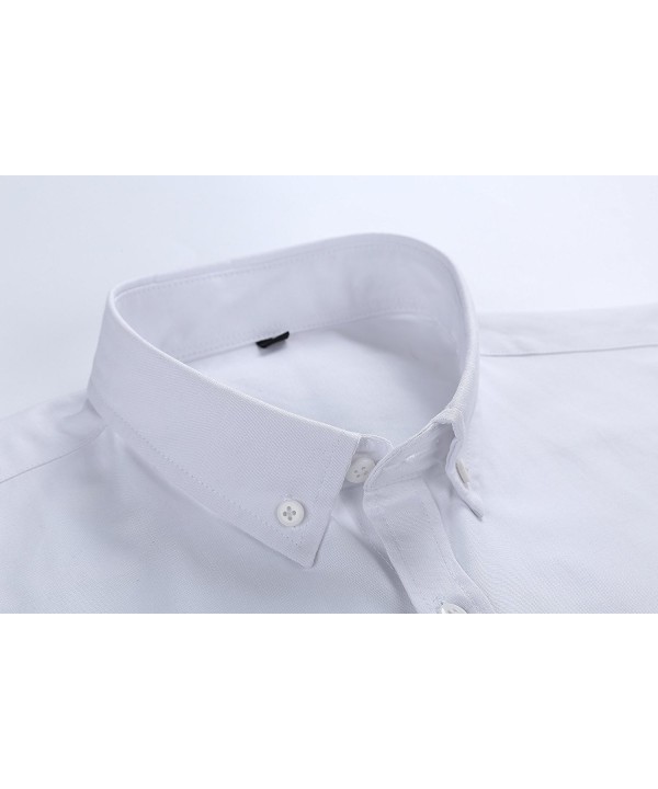 Men's Casual Dress Oxford Long Sleeve Button Down Shirts - White ...
