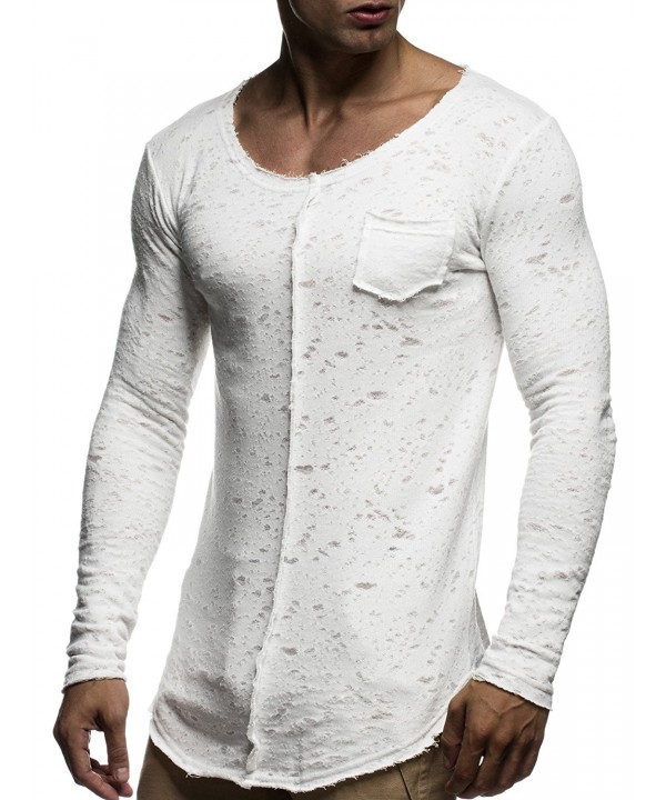 Men's Oversized Long Sleeve Shirt Round Neck LN6297 - Ecru - CY12MA6NK1X