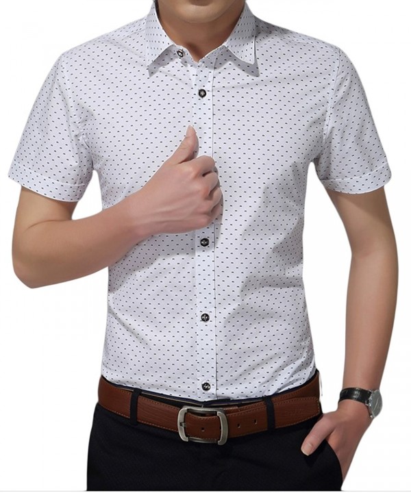 Men's Casual Slim Fit Polka Dot Short Sleeve Button Down Dress Shirts ...