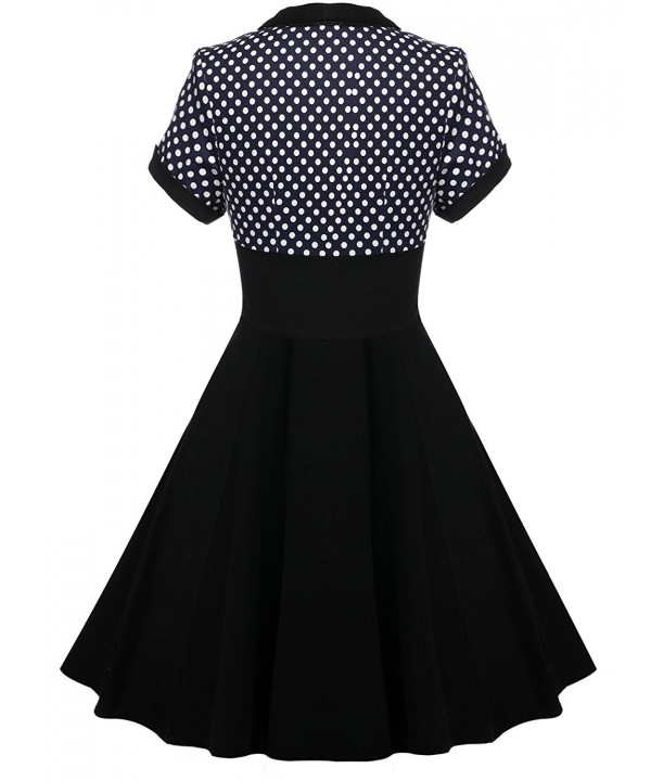 Women's Short Sleeve Polka Dots Cotton Vintage Tea Dress (Multi-Colored ...