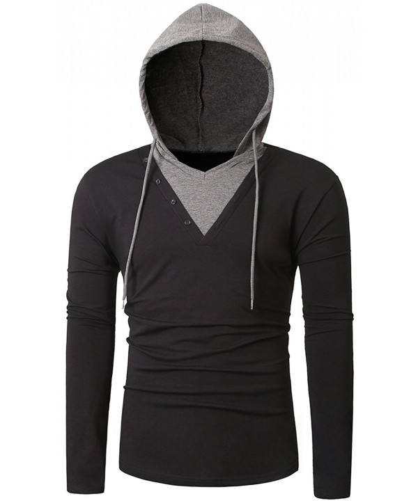 Men's Casual Slim Fit Long Sleeve T-Shirt With Hooded/Hoodies Tops ...