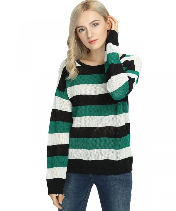 SATINATO Womens Stripe Sweater Pullover